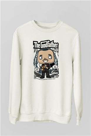 The Godfather Corleone Baskılı Unisex Beyaz Sweatshirt