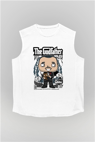 The Godfather Corleone Baskılı Unisex Beyaz Kolsuz Tişört