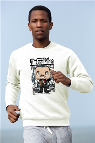 The Godfather Corleone Baskılı Unisex Beyaz Sweatshirt