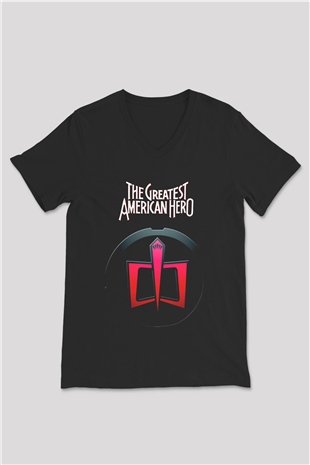 The Greatest American Hero Siyah Unisex  V Yaka Tişört