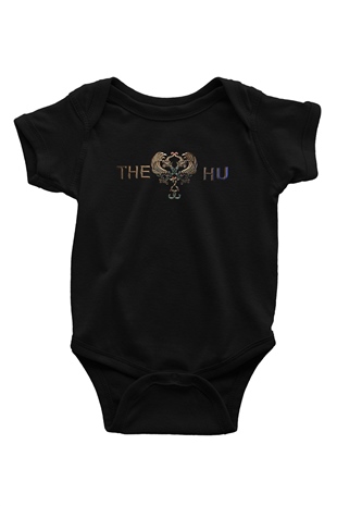 The Hu Baskılı Unisex Siyah Bebek Body - Zıbın