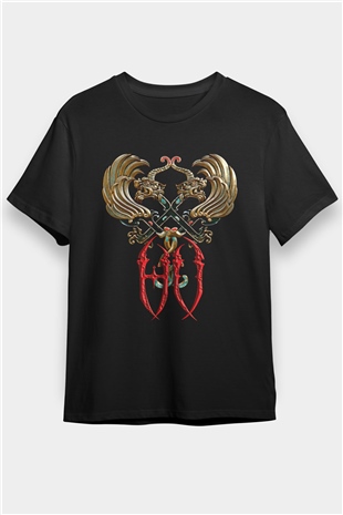 The Hu Baskılı Unisex Siyah Tişört - Tshirt