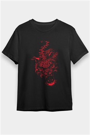 The Hu Baskılı Unisex Siyah Tişört - Tshirt