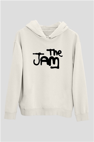 The Jam Beyaz Unisex Kapşonlu Sweatshirt