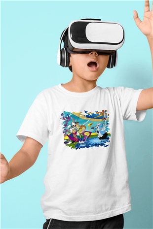 The Jetsons Jetsonlar Baskılı Beyaz Unisex Çocuk Tişört