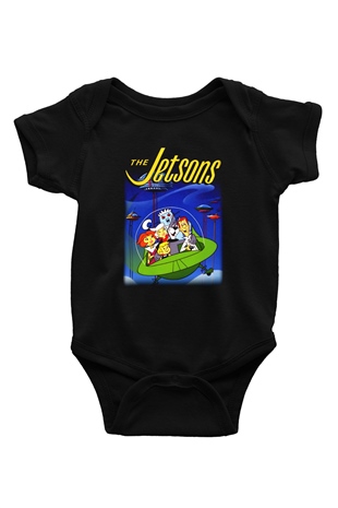 The Jetsons Jetsonlar Baskılı Siyah Bebek Body - Zıbın