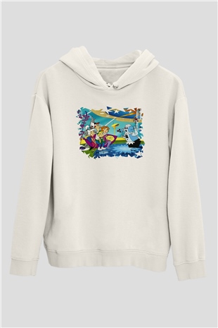 The Jetsons Jetsonlar Beyaz Unisex Kapşonlu Sweatshirt