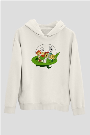 The Jetsons Jetsonlar Beyaz Unisex Kapşonlu Sweatshirt
