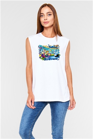 The Jetsons Jetsonlar Beyaz Unisex Kolsuz Tişört