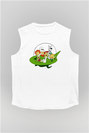 The Jetsons Jetsonlar Beyaz Unisex Kolsuz Tişört