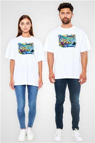 The Jetsons Jetsonlar Beyaz Unisex Oversize Tişört