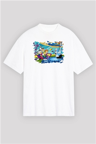 The Jetsons Jetsonlar Beyaz Unisex Oversize Tişört