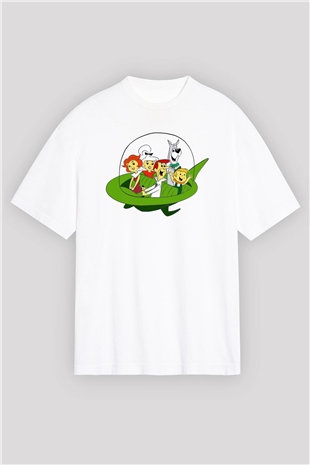 The Jetsons Jetsonlar Beyaz Unisex Oversize Tişört