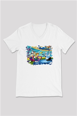 The Jetsons Jetsonlar Beyaz Unisex V Yaka Tişört