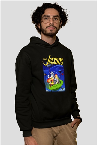 The Jetsons Jetsonlar Siyah Unisex Kapüşonlu Sweatshirt
