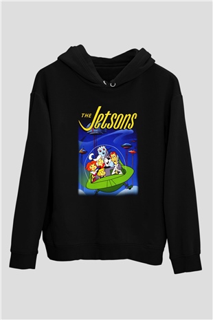 The Jetsons Jetsonlar Siyah Unisex Kapüşonlu Sweatshirt