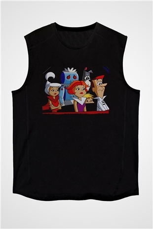 The Jetsons Jetsonlar Siyah Unisex  Kolsuz Tişört