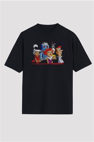 The Jetsons Jetsonlar Siyah Oversize Tişört