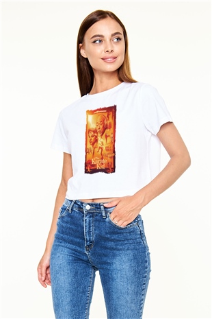The Karate Kid Beyaz  Crop Top Tişört