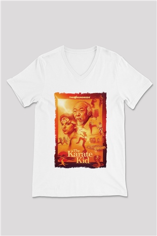The Karate Kid Beyaz Unisex V Yaka Tişört