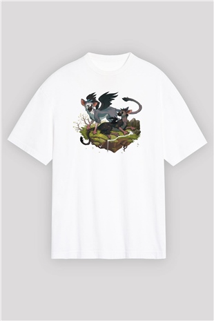 The Last Guardian Beyaz Oversize Tişört Oversize T-shirt