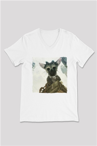 The Last Guardian Beyaz Unisex V Yaka Tişört
