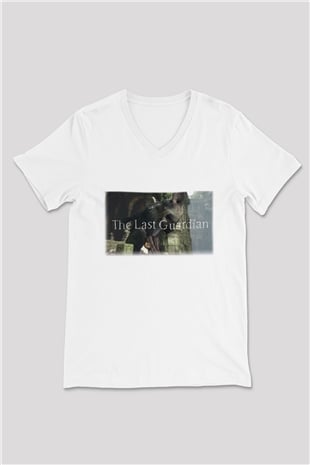 The Last Guardian Beyaz Unisex V Yaka Tişört T-Shirt