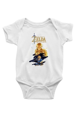 The Legend of Zelda Baskılı Beyaz Unisex Bebek Body - Zıbın
