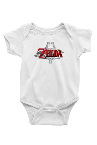 The Legend of Zelda Baskılı Beyaz Unisex Bebek Body - Zıbın
