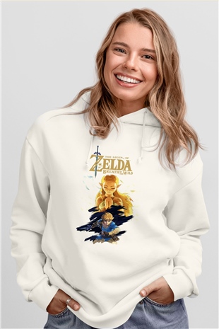 The Legend of Zelda Beyaz Unisex Kapşonlu Sweatshirt