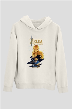 The Legend of Zelda Beyaz Unisex Kapşonlu Sweatshirt