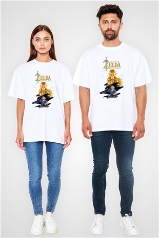 The Legend of Zelda Beyaz Unisex Oversize Tişört