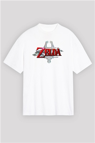 The Legend of Zelda Beyaz Unisex Oversize Tişört
