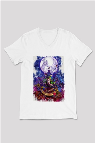 The Legend of Zelda Beyaz Unisex  V Yaka Tişört