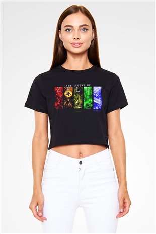 The Legend of Zelda Siyah Crop Top Tişört