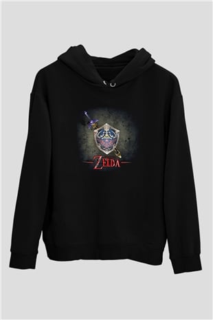 The Legend of Zelda Siyah Unisex Kapüşonlu Sweatshirt