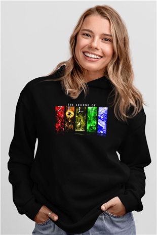 The Legend of Zelda Siyah Unisex Kapüşonlu Sweatshirt