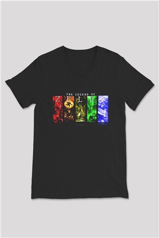 The Legend of Zelda Siyah Unisex V Yaka Tişört
