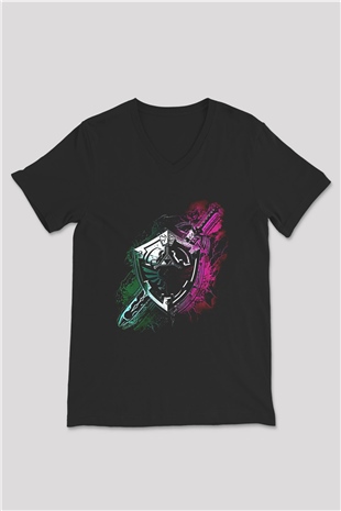 The Legend of Zelda Siyah Unisex  V Yaka Tişört