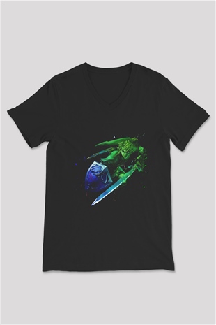The Legend of Zelda Siyah Unisex  V Yaka Tişört