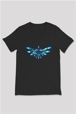 The Legend of Zelda Siyah Unisex V Yaka Tişört