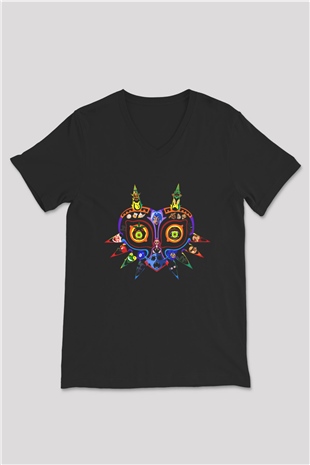 The Legend of Zelda Siyah Unisex V Yaka Tişört
