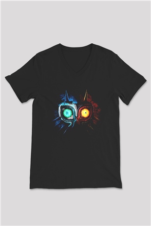 The Legend of Zelda Siyah Unisex V Yaka Tişört