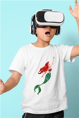 The Little Mermaid Baskılı Beyaz Unisex Çocuk Tişört