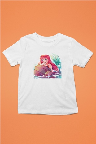 The Little Mermaid Baskılı Beyaz Unisex Çocuk Tişört