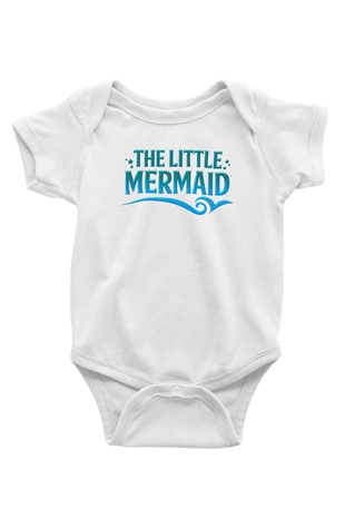 The Little Mermaid Baskılı Beyaz Unisex Bebek Body - Zıbın