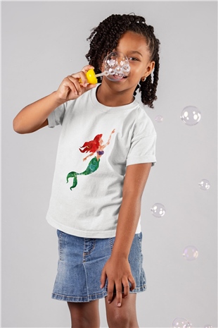 The Little Mermaid Baskılı Beyaz Unisex Çocuk Tişört