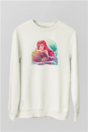 The Little Mermaid Beyaz Unisex Sweatshirt