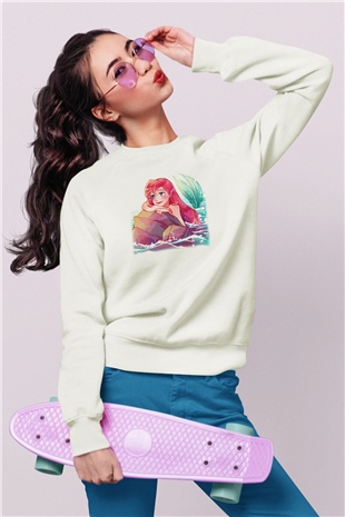 The Little Mermaid Beyaz Unisex Sweatshirt