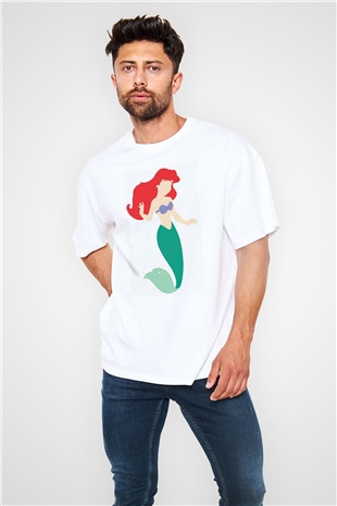 The Little Mermaid Beyaz Oversize Tişört Oversize T-shirt